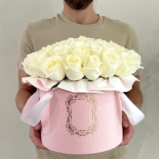 White Roses | Pink Box (L)