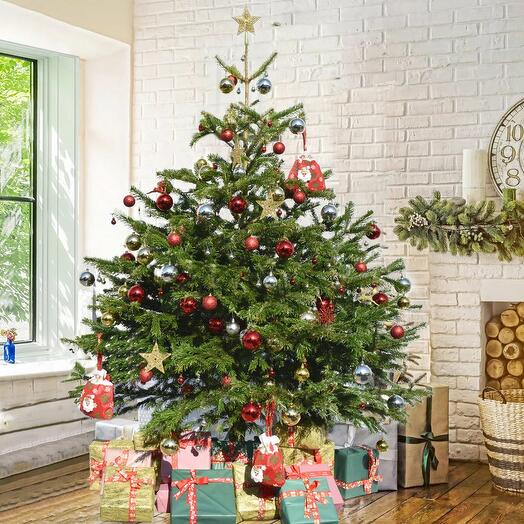 5 Feet Fresh Christmas Tree with Decoration