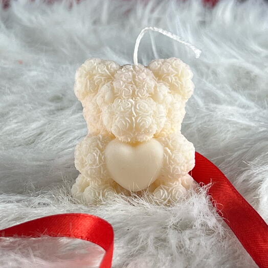 Floral Love Teddy - Valentines Day Candle