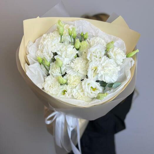 White Dianthus and Eustoma Bouquet - 1943