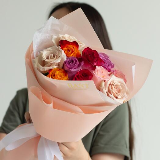 11 роз микс 40-50см