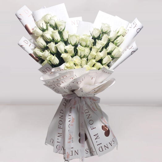 51 White Roses Bouquet-STL