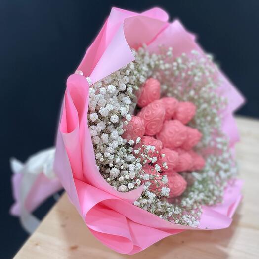 Клубника в шоколаде и гипсофила "Царица"