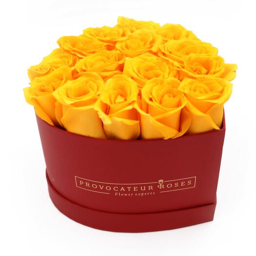Rosas Frescas amarillas en Caja Corazon