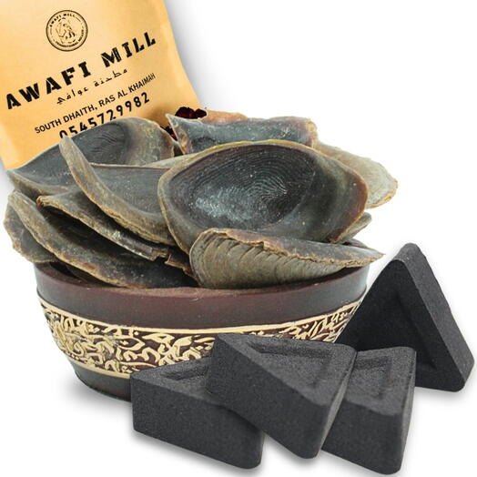 AWAFI MILL Onycha-Operculum Thin | Triangle Charcoal Tablet - Pack of 100 Gram with 10 Charcoal Piece