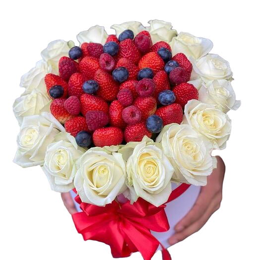 Berry bouquet with White Roses