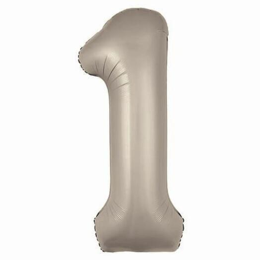 Фольгированный воздушный гелиевый шар цифра 1 крем 102 см (40 дюймов) для украшения праздника и дня рождения