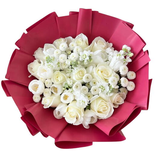 White in red bouquet