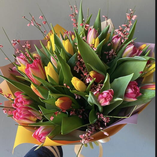 Rainbow tulip bouquet