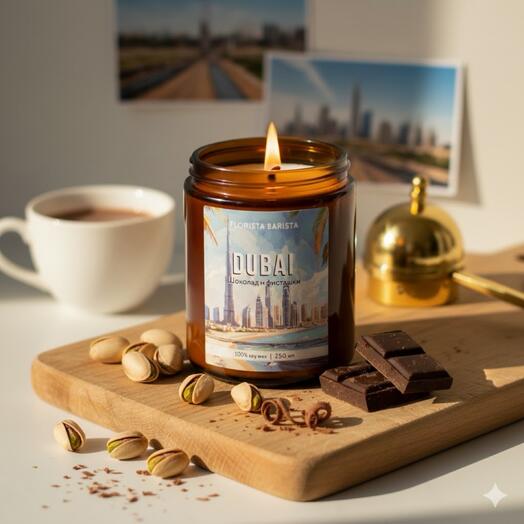 Ароматическая свеча «дубай-шоколад и фисташка»