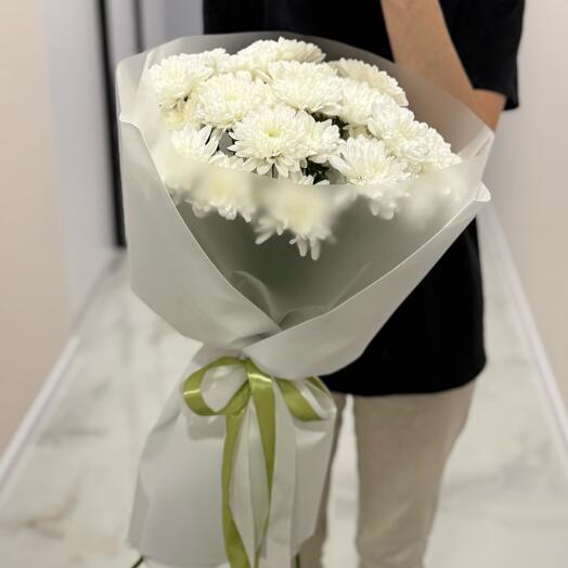 Букет стойких хризантем «Белый Ангел»