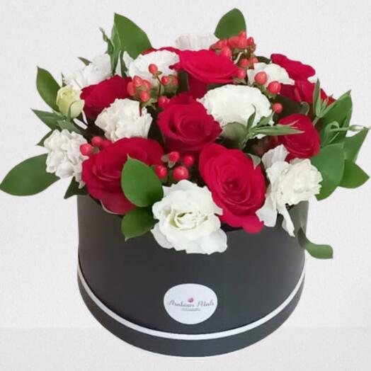 Red Roses N White Lisianthus  Arrangement