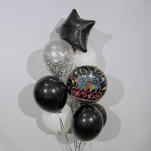 Balloons black black happy birthday 8 pcs