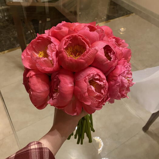 Bridal coral charm peony bouquet