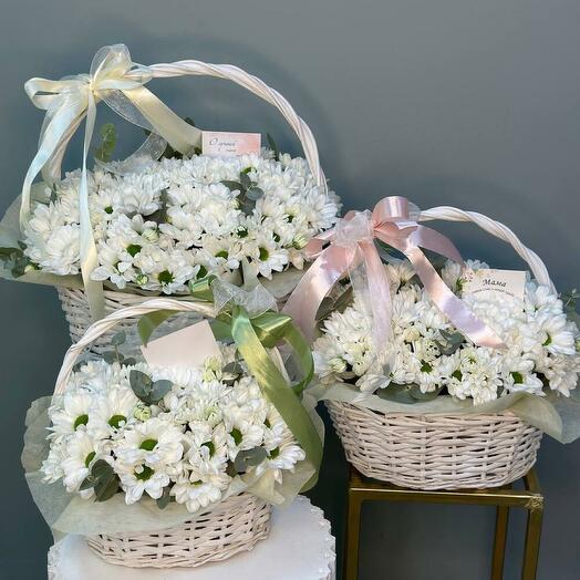 Набор из 3х корзин с хризантемами