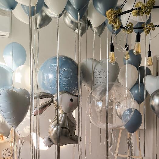 Шары Выписку из роддома мальчика   Зайкина полянка