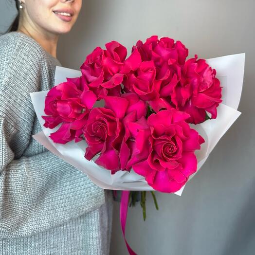 Букет французские малиновые розы