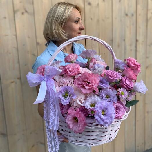 Basket with delicate flowers