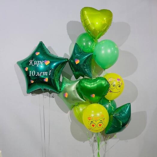 Green balloons for birthday 10 years old like 13 pcs