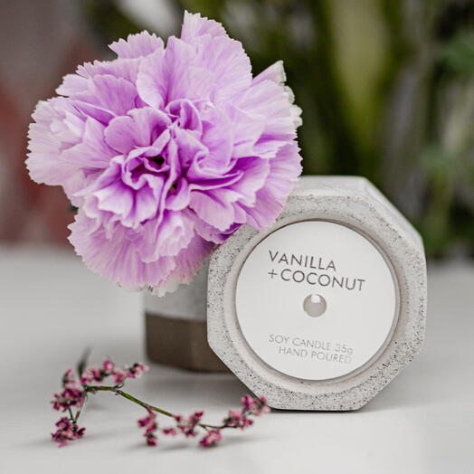 Small concrete soy candle