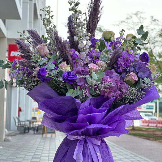 Aureate Beauty: Fresh Mix Purple Flowers Bouquet