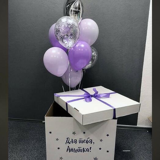 Helium balloons in a birthday box 3