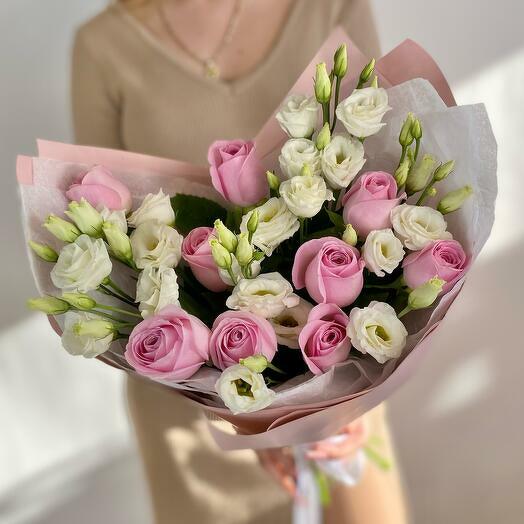 Pink Roses and Eustoma