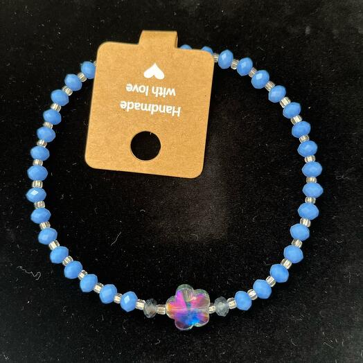 Handmade blue crystal beaded ankle bracelet anklet