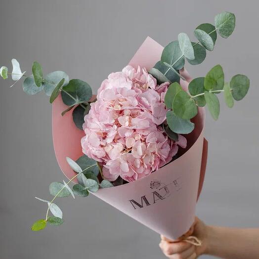 Bouquet of pink hydrangea and eucalyptus MF1024