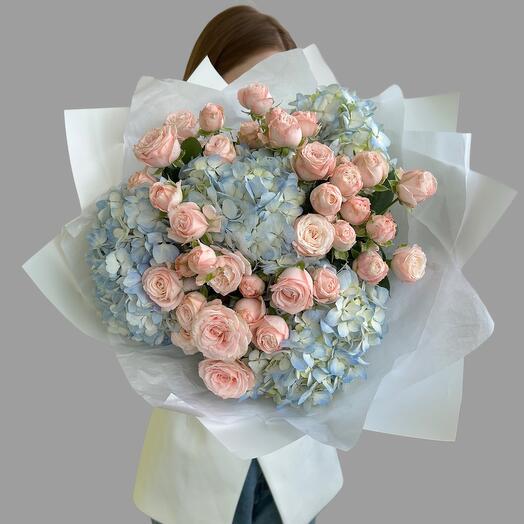Hydrangeas with bush rose bombastic Hydrangea Bush Rose