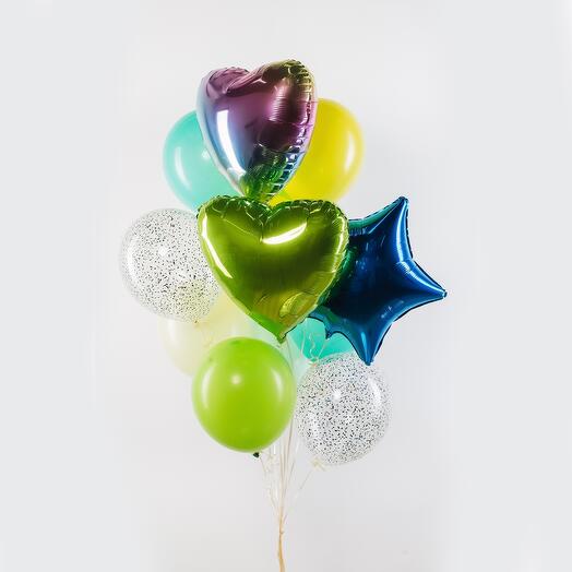 A set of balloons with helium "Gentle green"