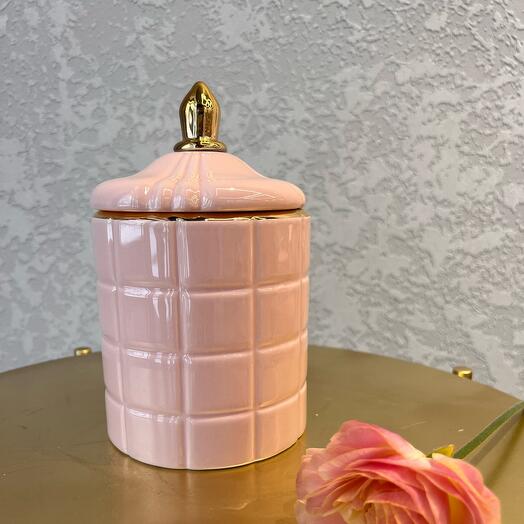 Vase with lid golden dome for storage (large)