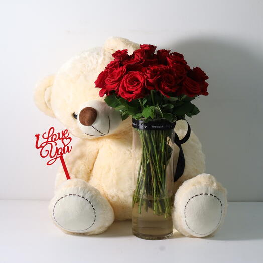 Special Combo Teddy Bear $ Roses