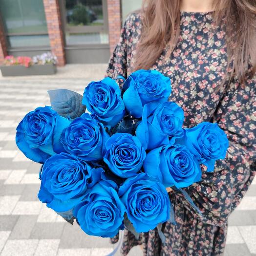 11 синих импортных роз Эквадор