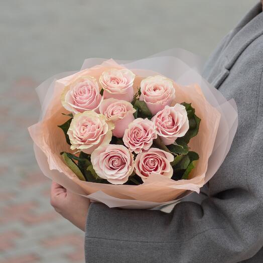 Монобукет из роз Pink Mondial XS