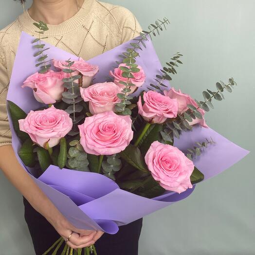 Розы с эвкалиптом
