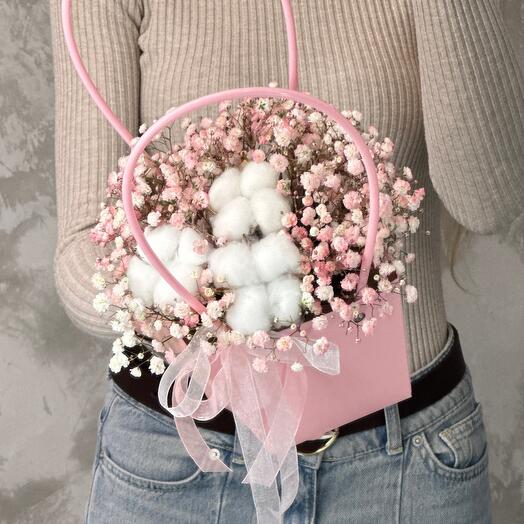 Нежная сумочка с гипсофилой и хлопком🌸