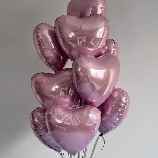 10 розовых сердец