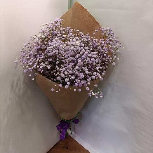 Букет 5 шт фиолетовые / лаванда / лиловые гипсофилы Голландия, композиция фиолетовая / лиловая гипсофила с оформлением