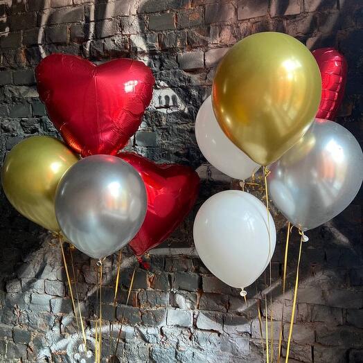 Cascade of 11 helium balloons "Satin sparks"