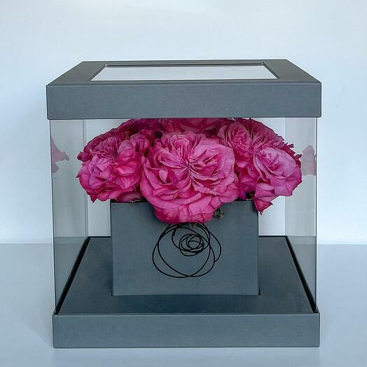 Pink Roses - Display Case Grey Box