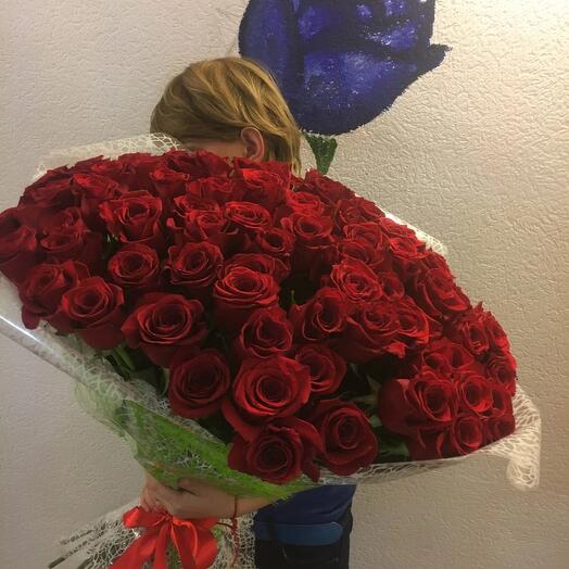 Букет 101 роза 70 см бомба