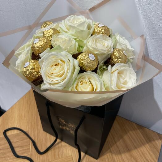 White Rose Ferrero Rocher Bouquet