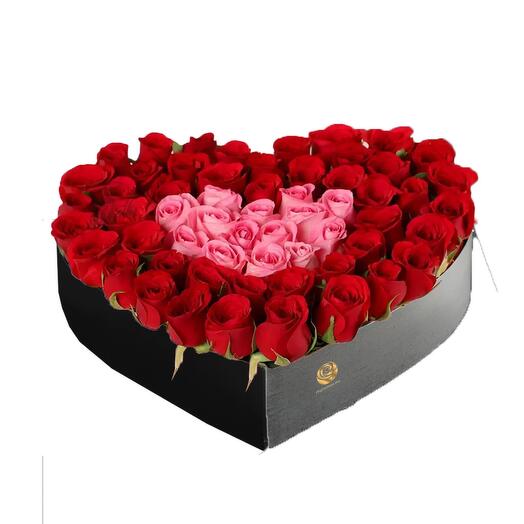 Nutter Buttor - 55 Roses in Heart Shape Box