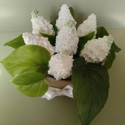 "Пробуждение чувств". Букет белой сирени из мыла