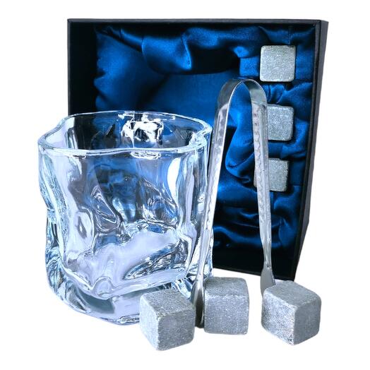 Подарочный набор 1 бокал, 3 охлаждающих камня, щипцы AmiroTrend ABW-331 transparent blue