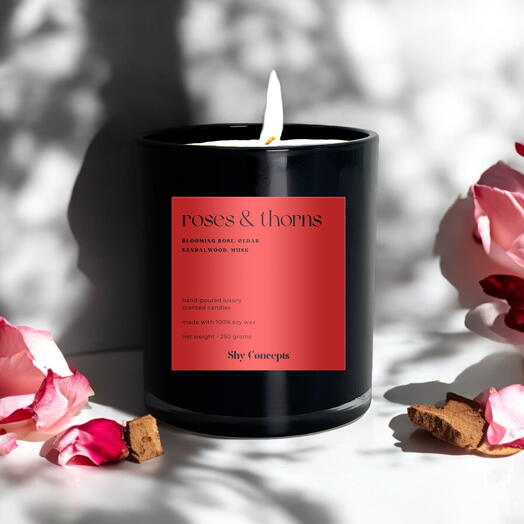 Roses and Thorns - Luxury Scented Candle for Valentines Day (Black)