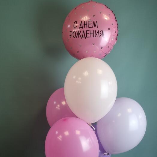 Набір куль на вантажі рожевий "з днем народження"