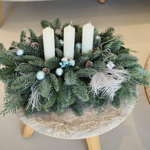 Christmas table centerpiece Ice Blue