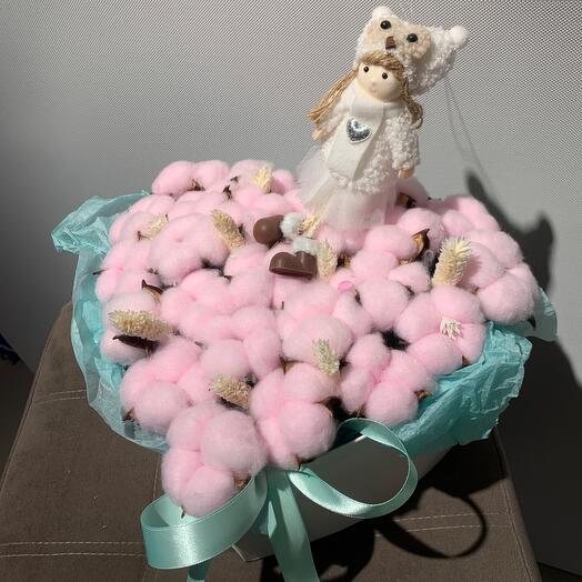 Нежное сердце из хлопка